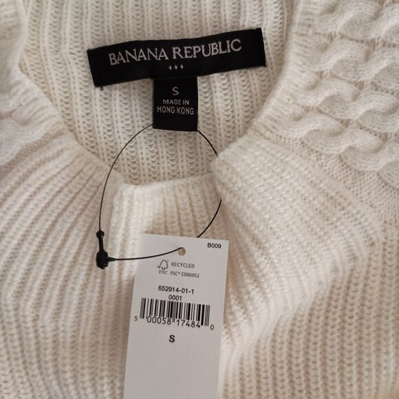Banana Republic Cream Cable Knit Mock Neck Long Sweater Women’s Size S NWT - Picture 8 of 14